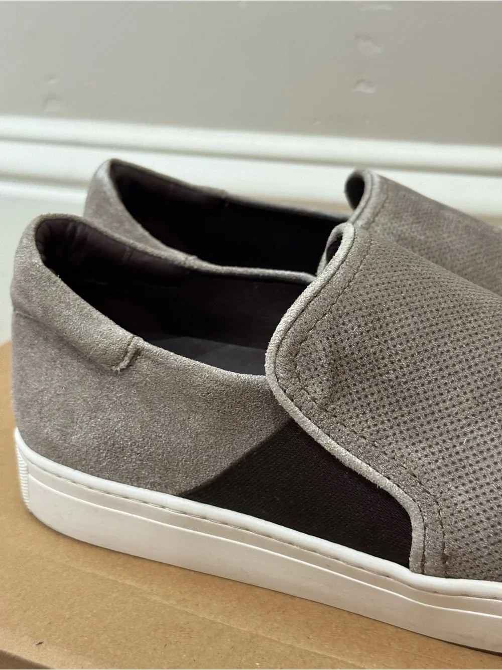 Trask Grey Suede Slip-On Loafers